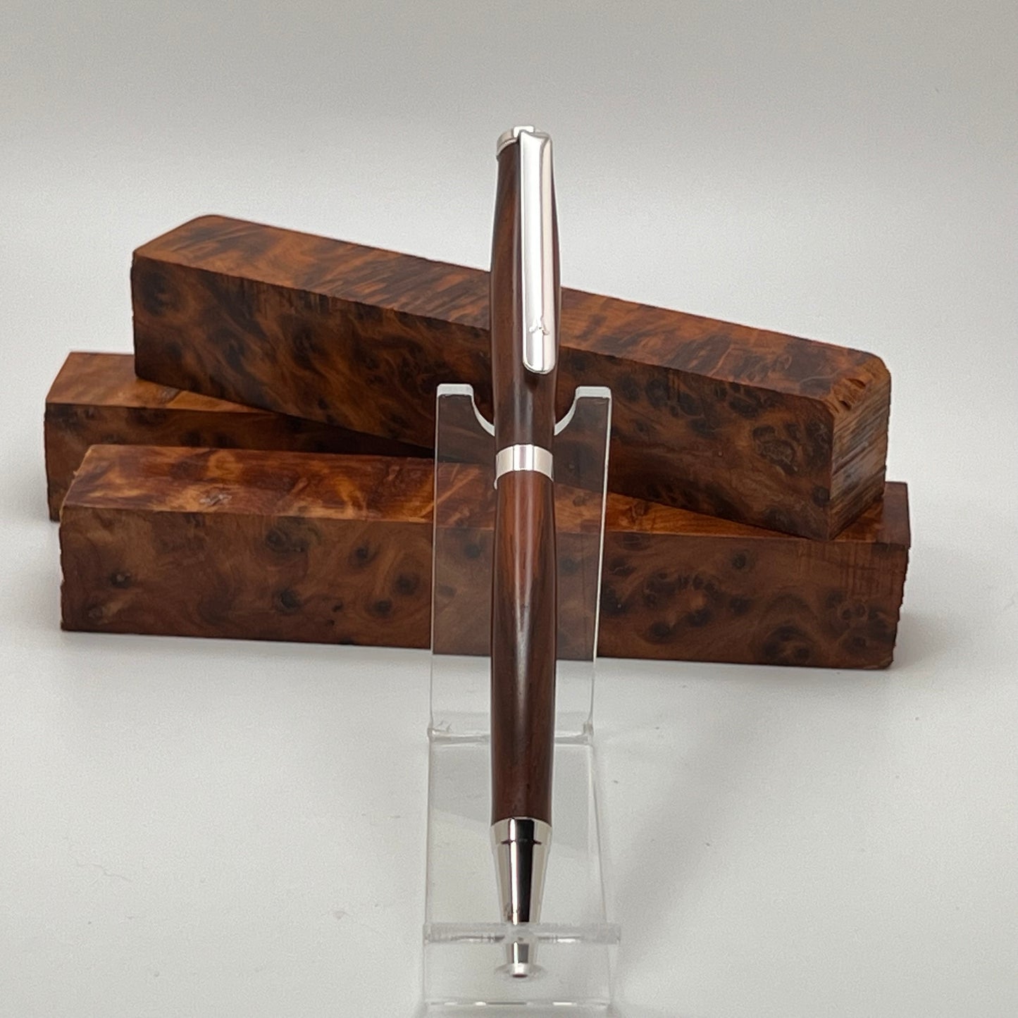 Chrome Pamlico Slim Ballpoint Pen: Cocobolo Wood