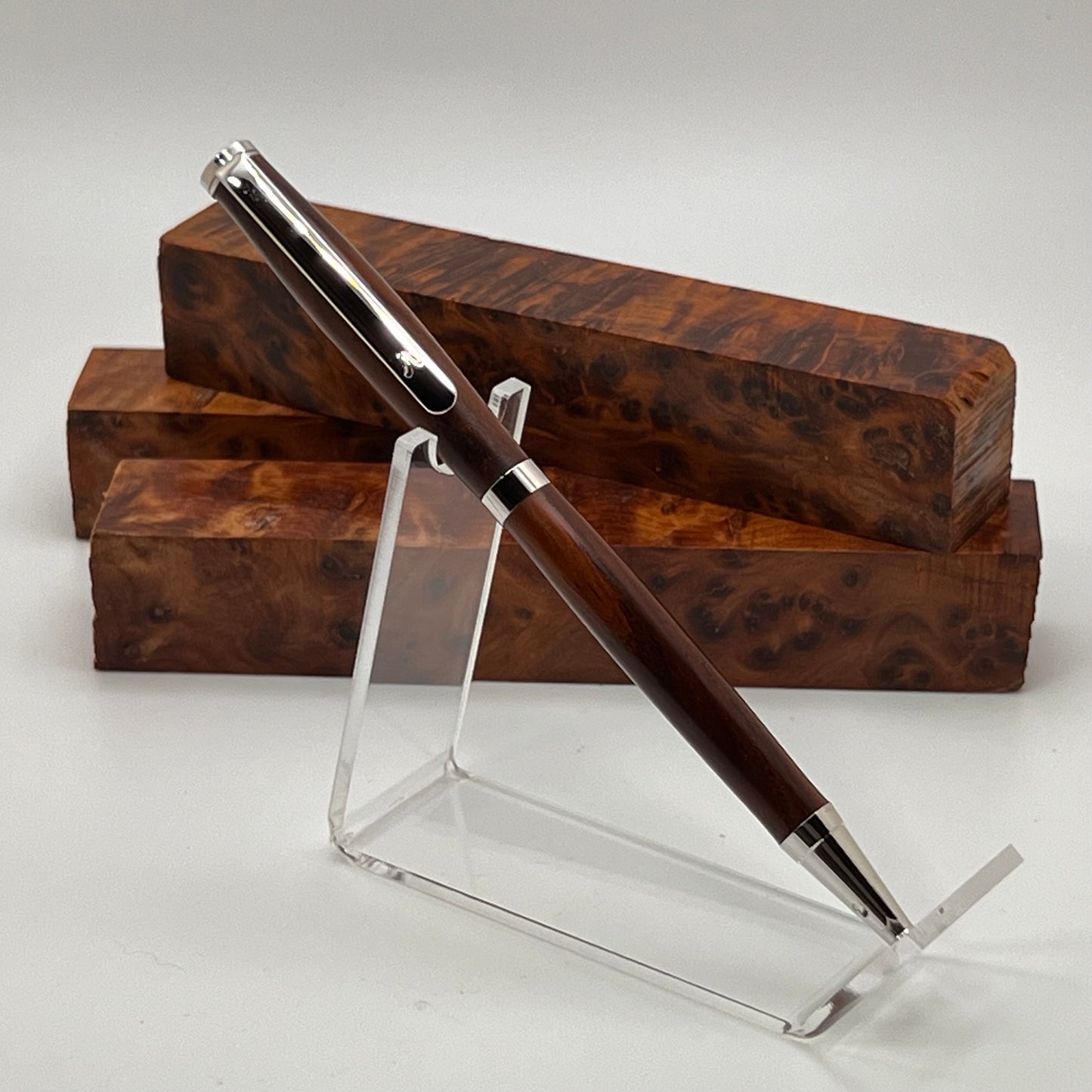 Chrome Pamlico Slim Ballpoint Pen: Cocobolo Wood