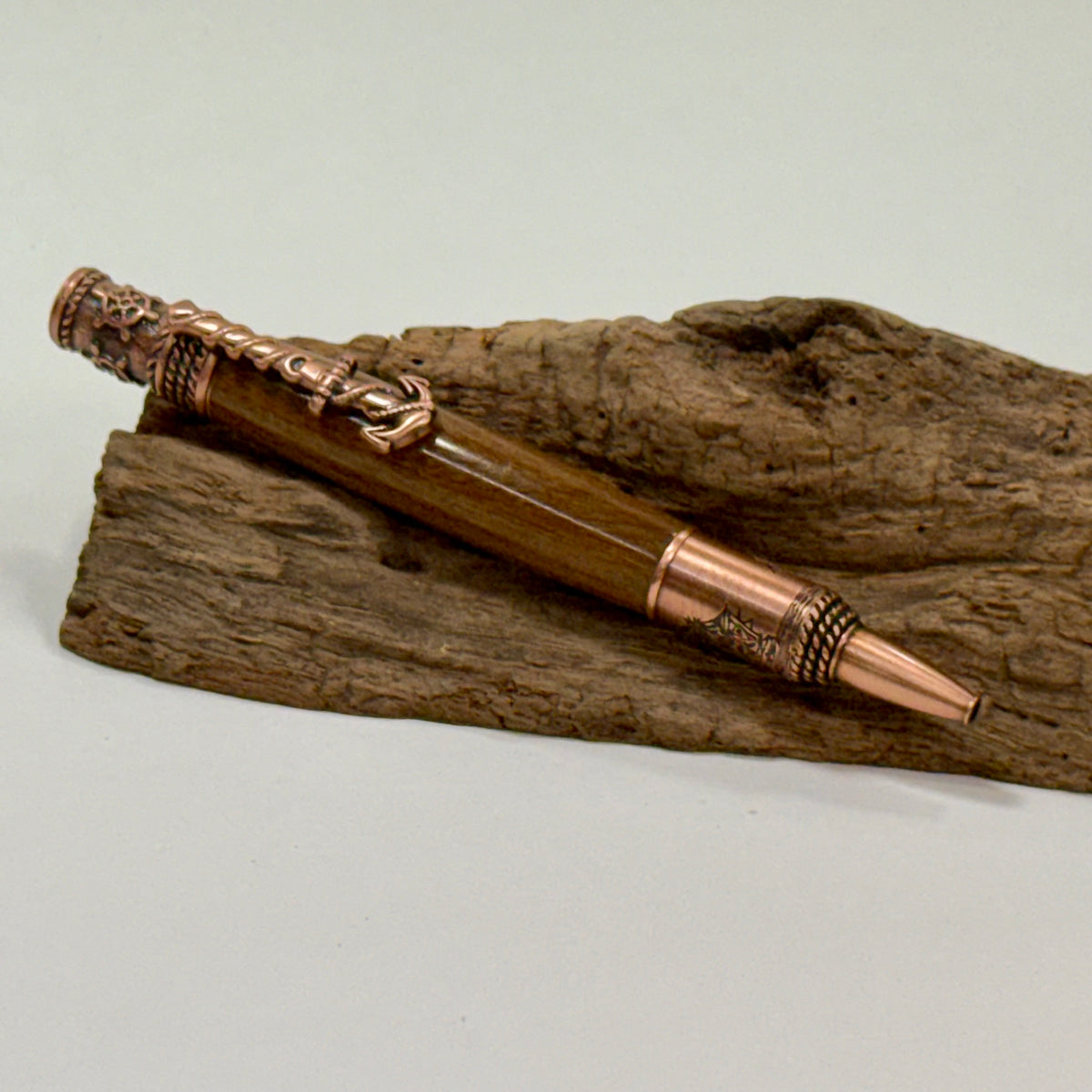 Nautical Pen | Dark Lignum Vitae Wood | Antique Copper