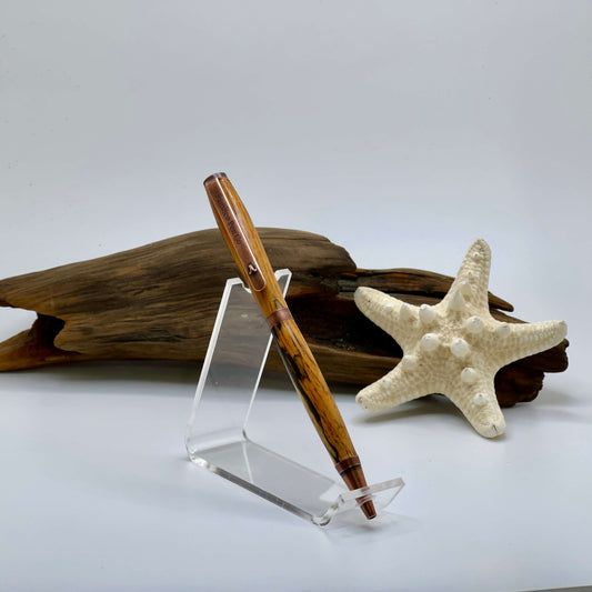 Orange Ballpoint Pen Spalted Maple Antique Copper