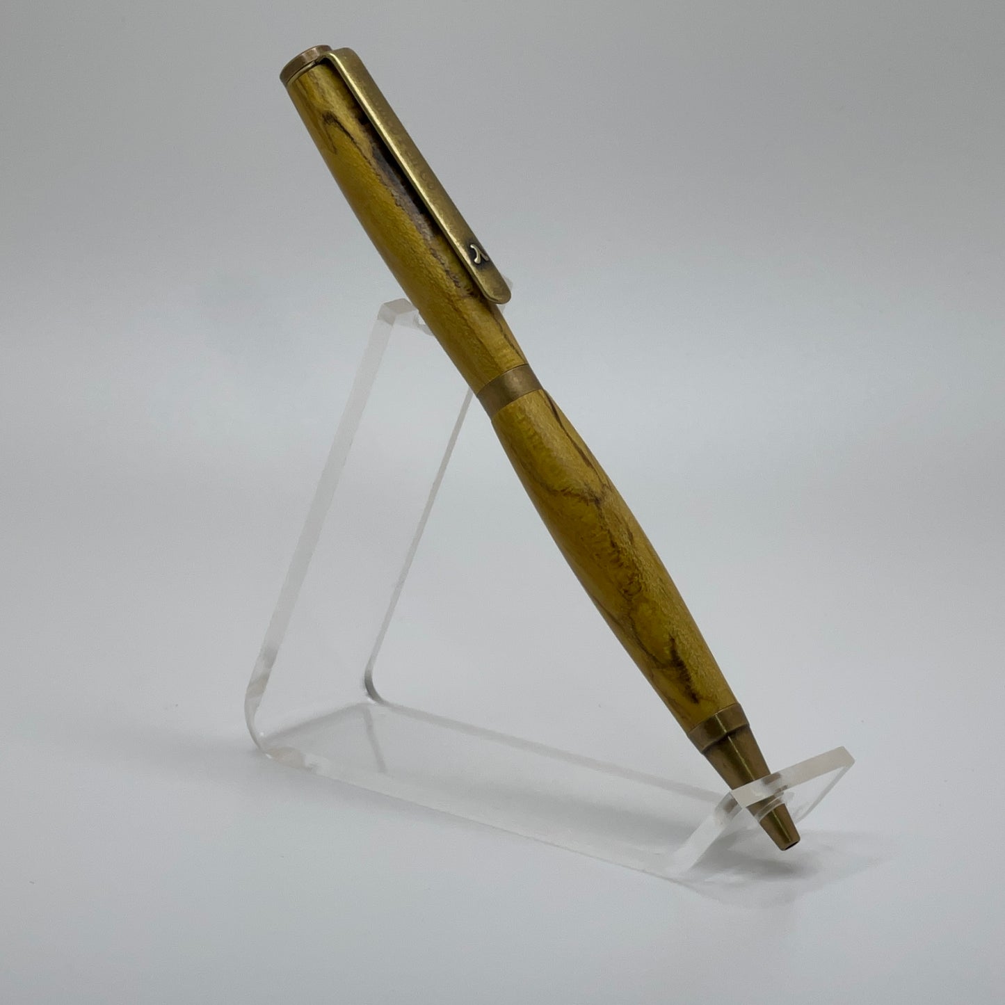 Vintage Looking Yellow With Antique Brass Ballpoint Pen