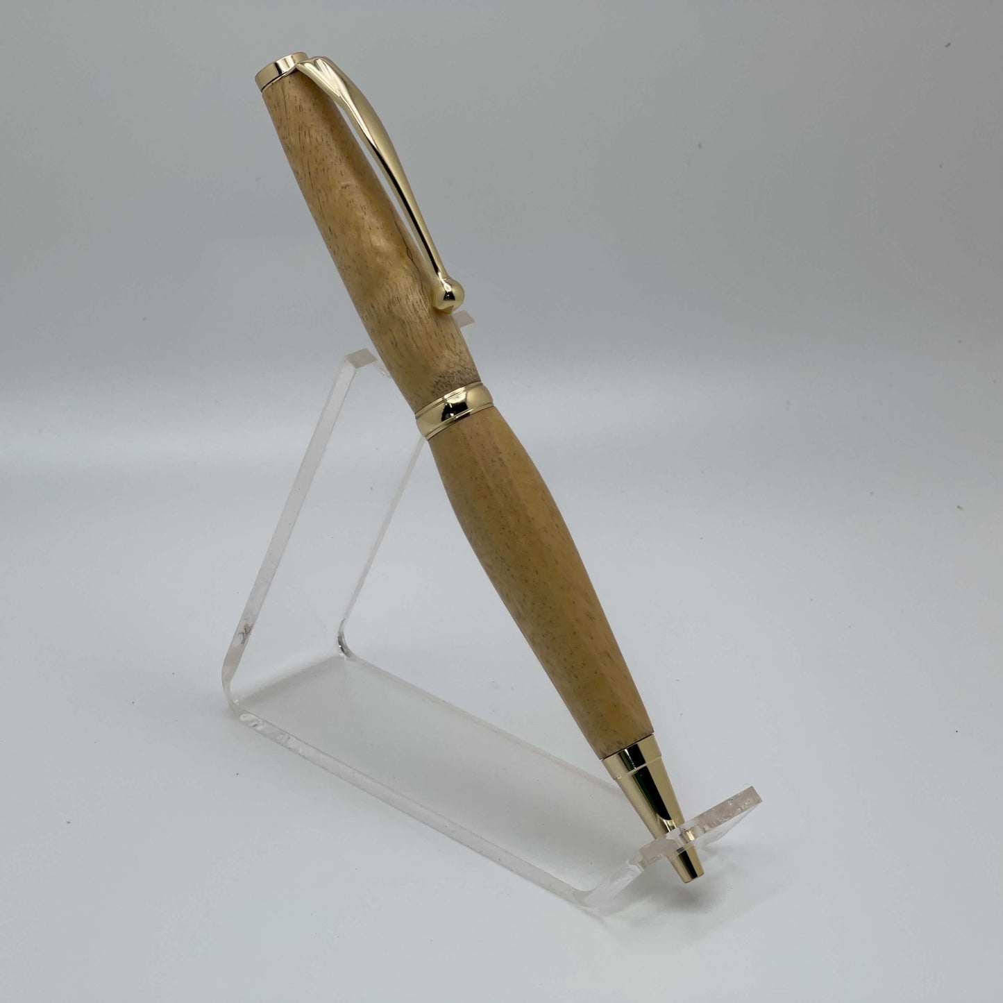 Handcrafted Wood Apple wood pen with gold hardware right side