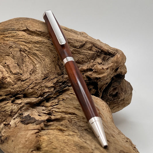 Chrome Pamlico Slim Ballpoint Pen: Cocobolo Wood