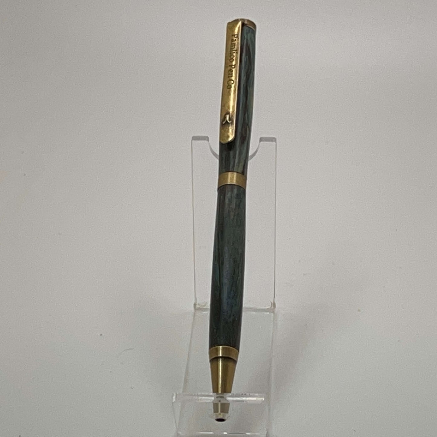 Blue Pen Spalted Maple Antique Brass