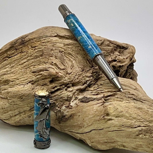 Dolphin Rollerball Pen Blue and Gunmetal