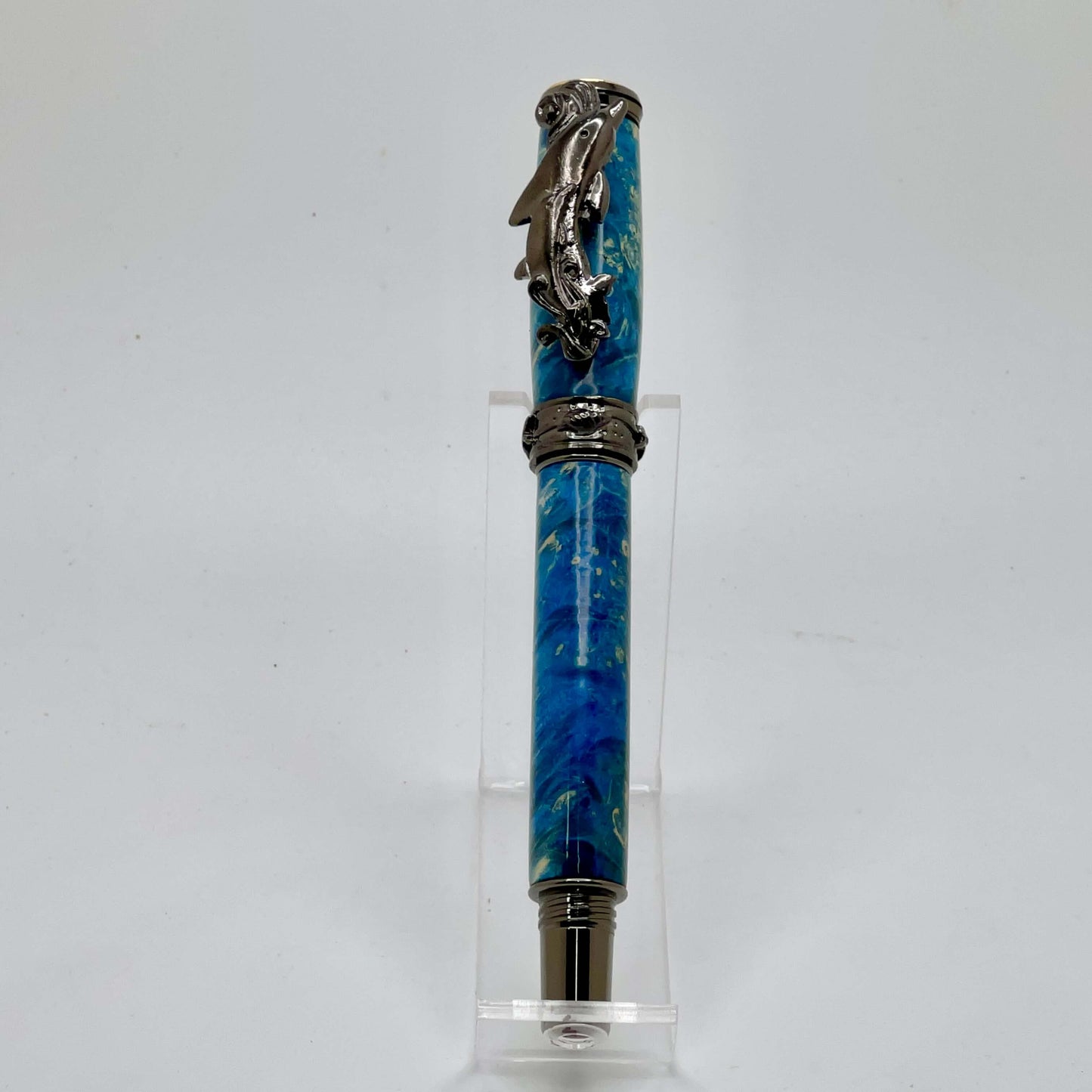 Dolphin Rollerball Pen Blue and Gunmetal