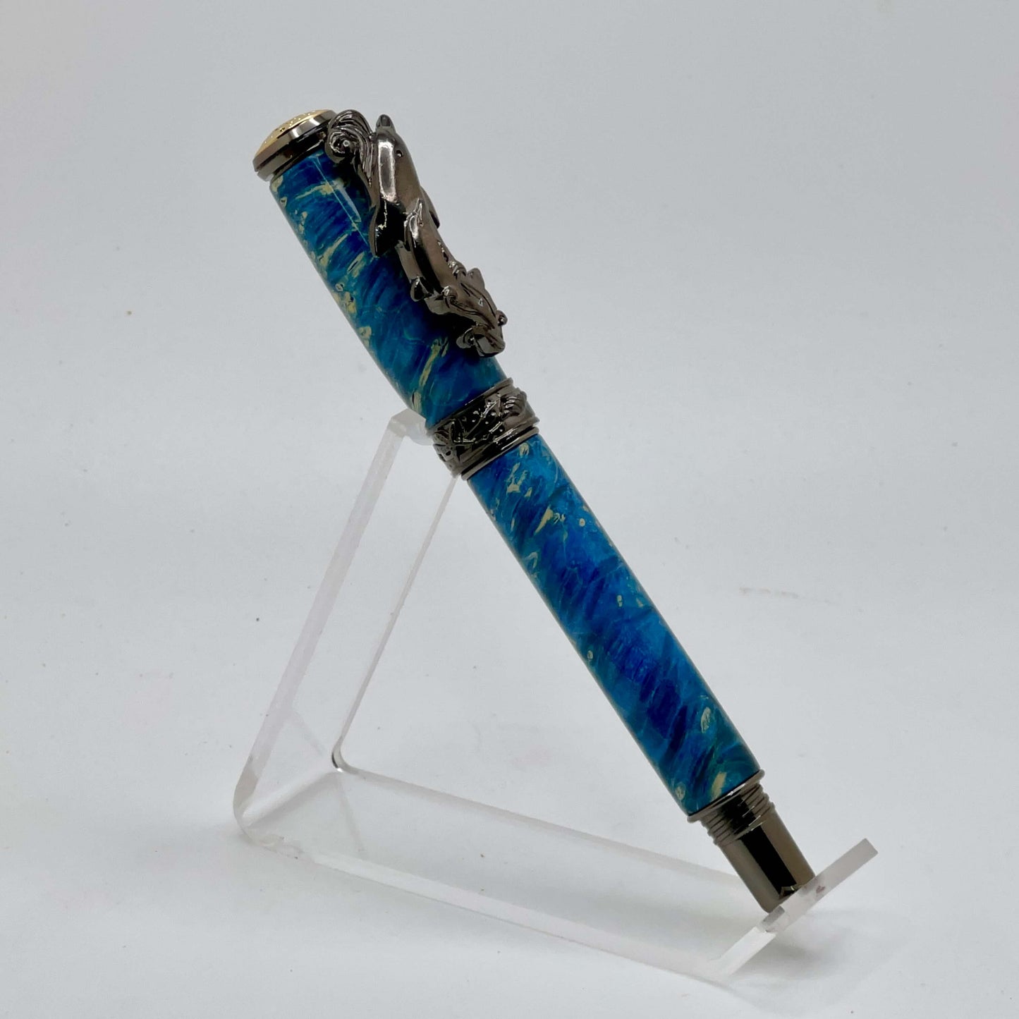 Dolphin Rollerball Pen Blue and Gunmetal