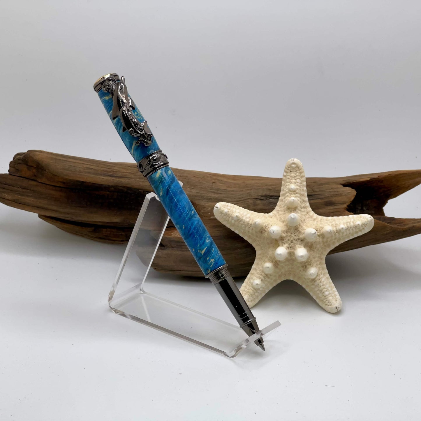 Dolphin Rollerball Pen Blue and Gunmetal