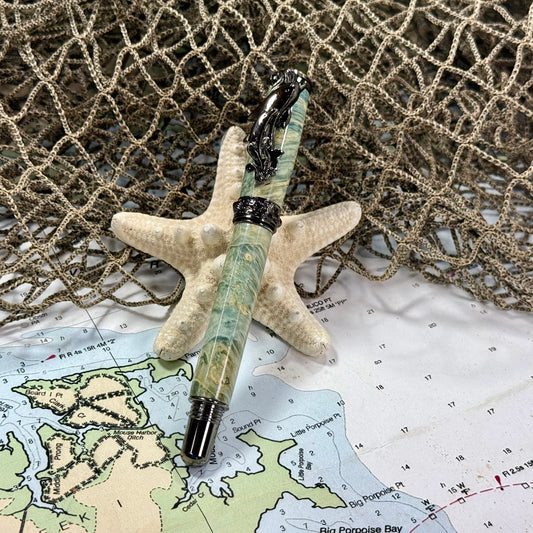 Dolphin | Sea Life Pen | Burl | Light Blue | Gunmetal | Rollerball