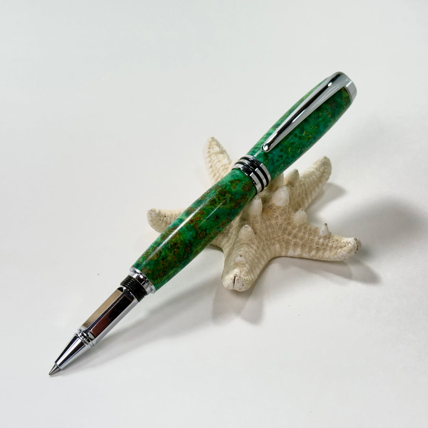 Classic Rollerball Pen | Maple Burl | Green | Chrome