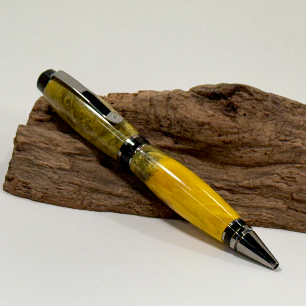 Luxury Cigar Pen | Yellow | Boxelder Burl | Ballpoint