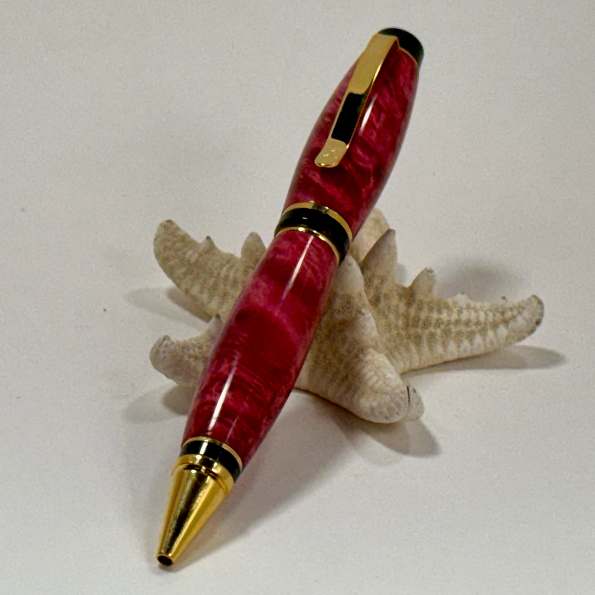 Luxury Cigar Pen | Red | Boxelder Burl | Ballpoint