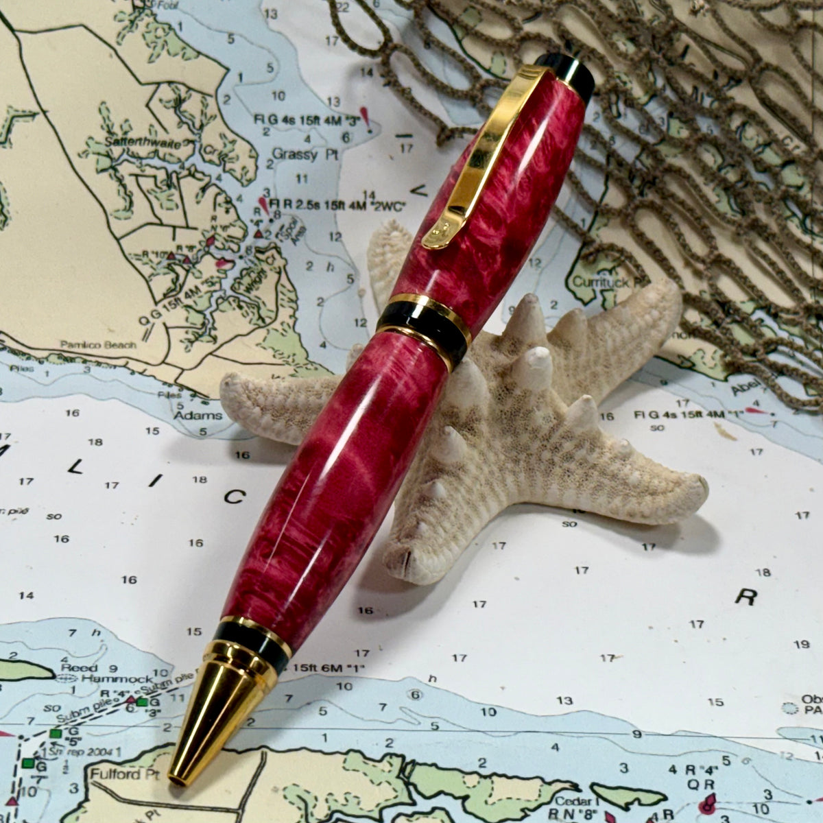 Luxury Cigar Pen | Red | Boxelder Burl | Ballpoint