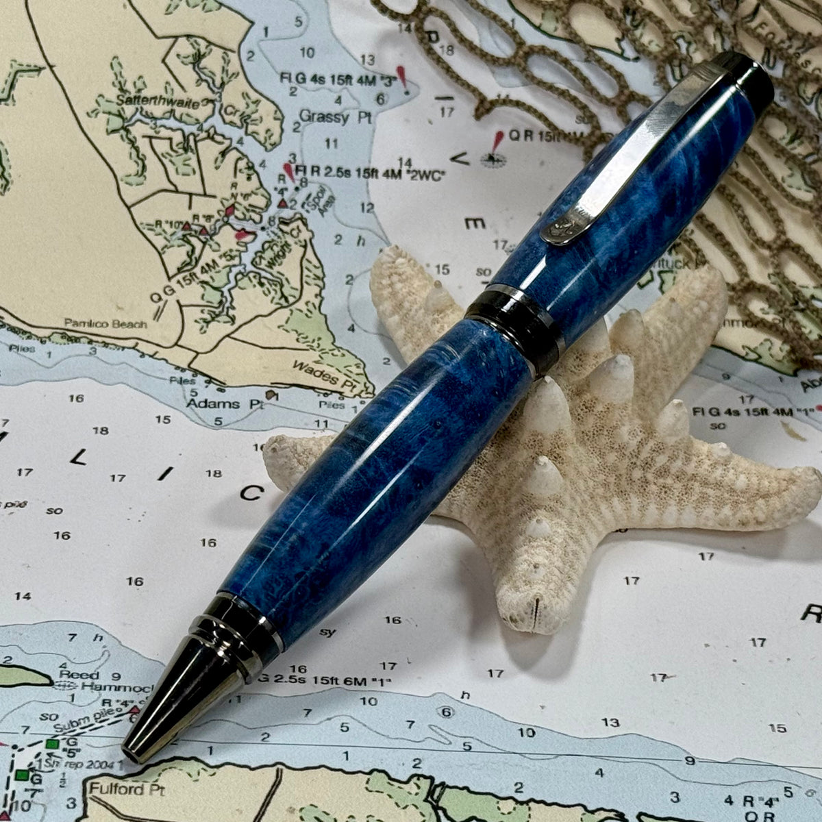 Luxury Cigar Pen | Blue | Boxelder Burl | Ballpoint