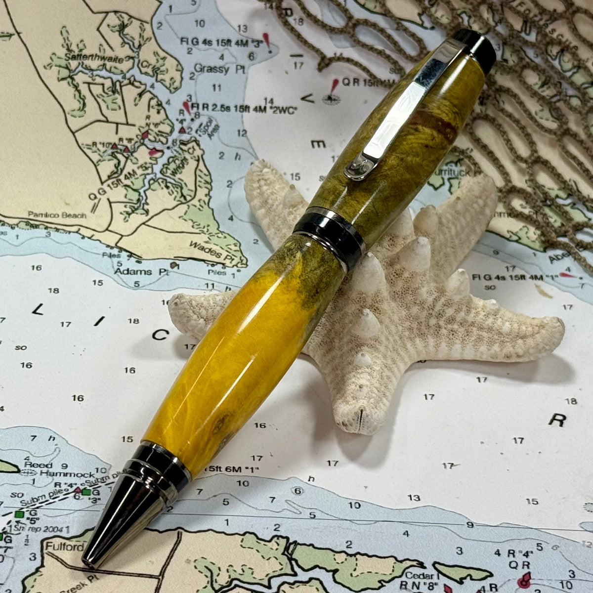 Luxury Cigar Pen | Yellow | Boxelder Burl | Ballpoint