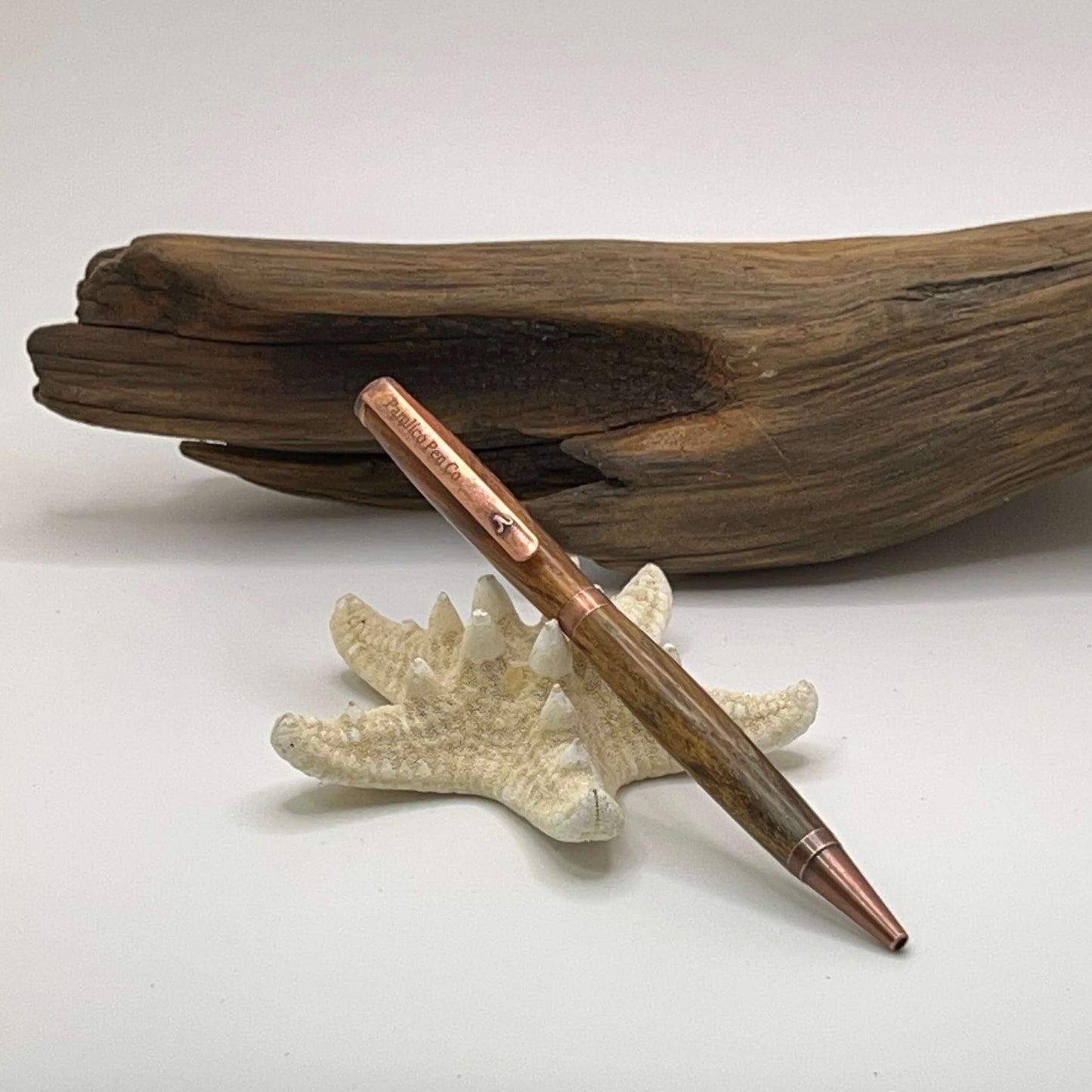 Orange Ballpoint Pen Spalted Maple Antique Copper