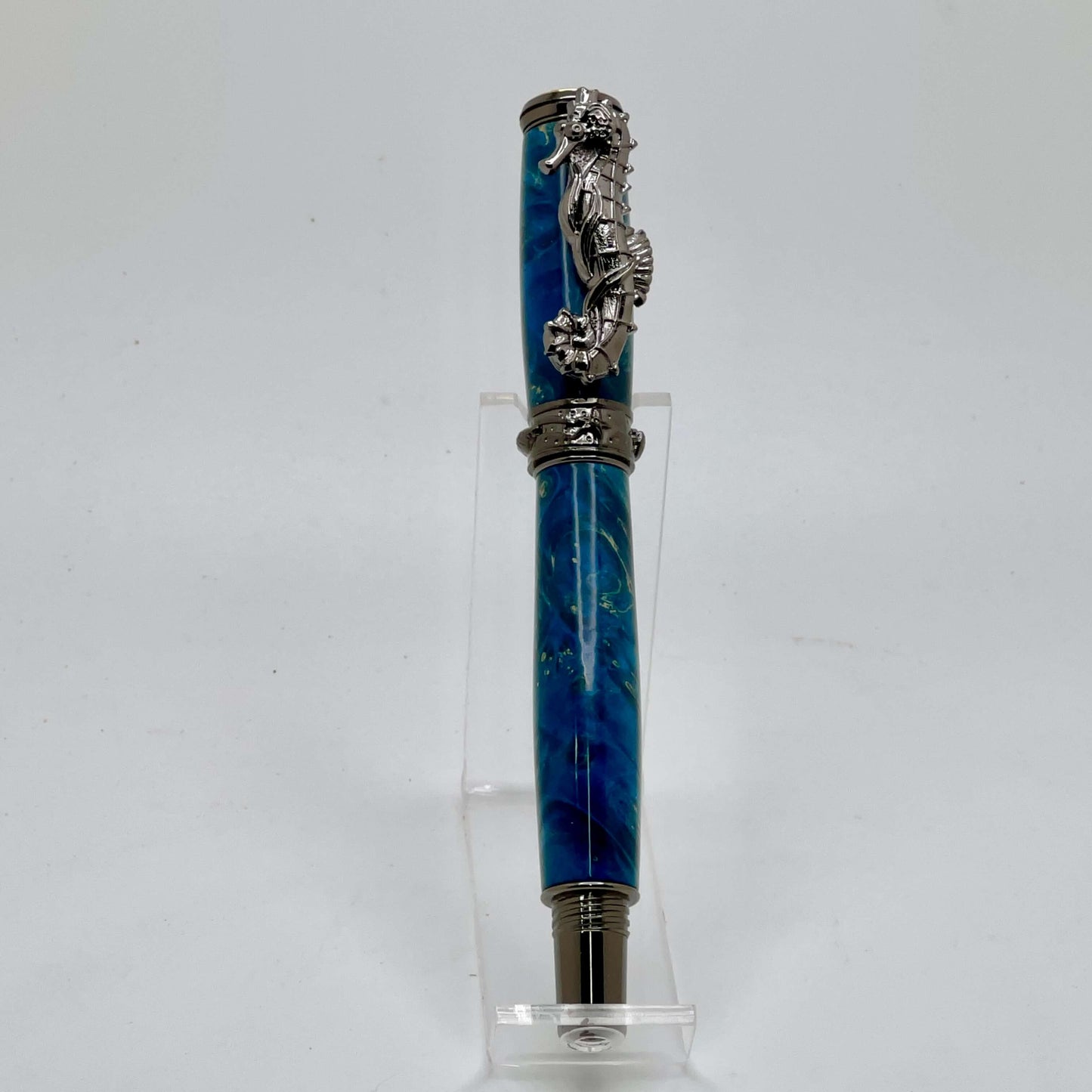 Seahorse Rollerball Pen Blue and Gunmetal