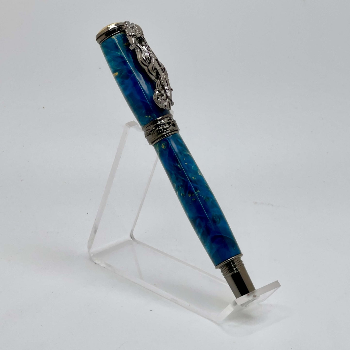 Seahorse Rollerball Pen Blue and Gunmetal