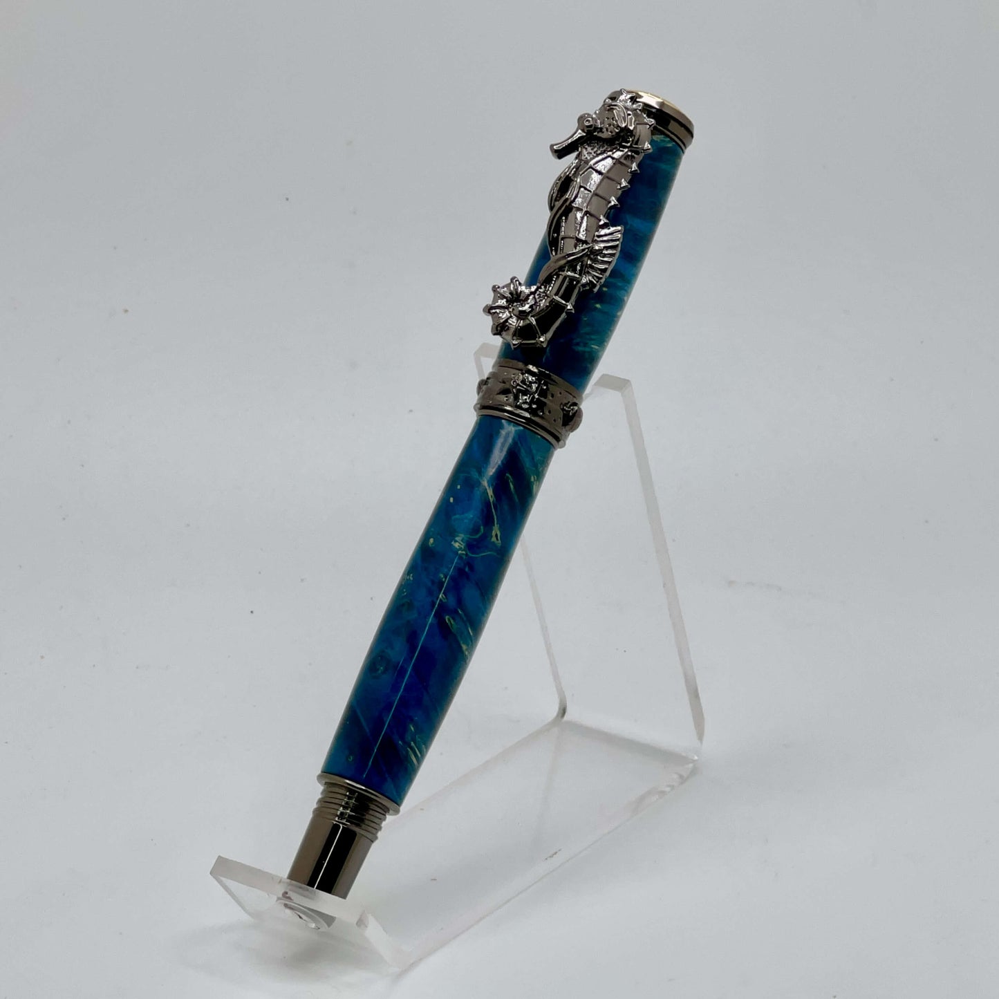 Seahorse Rollerball Pen Blue and Gunmetal