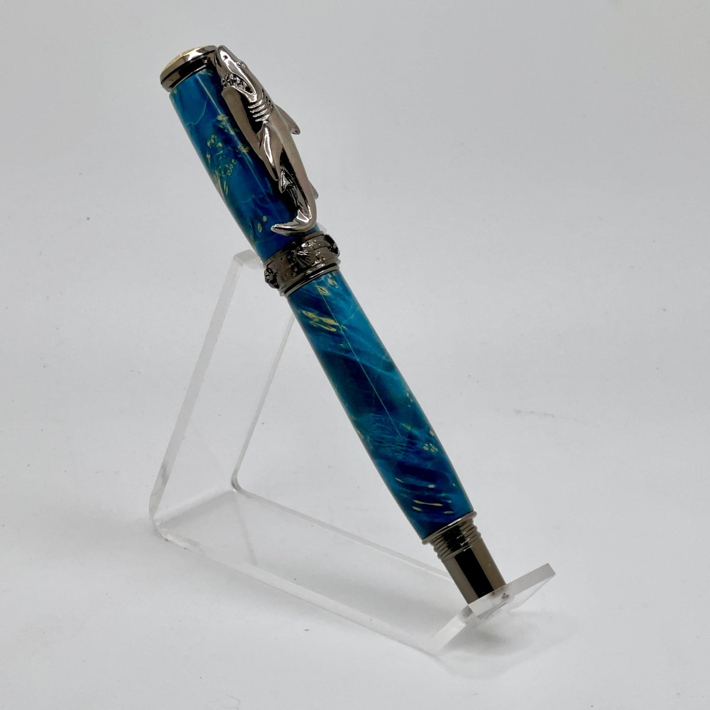 Shark Rollerball Pen Blue and Gunmetal