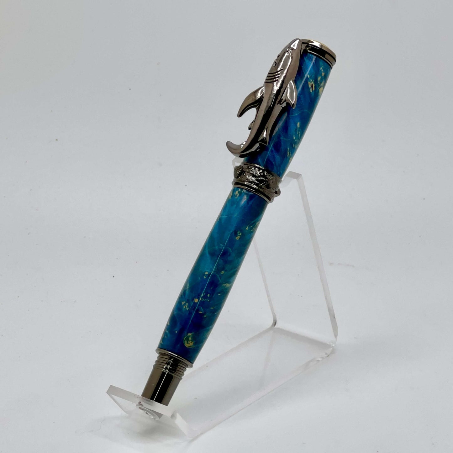 Shark Rollerball Pen Blue and Gunmetal