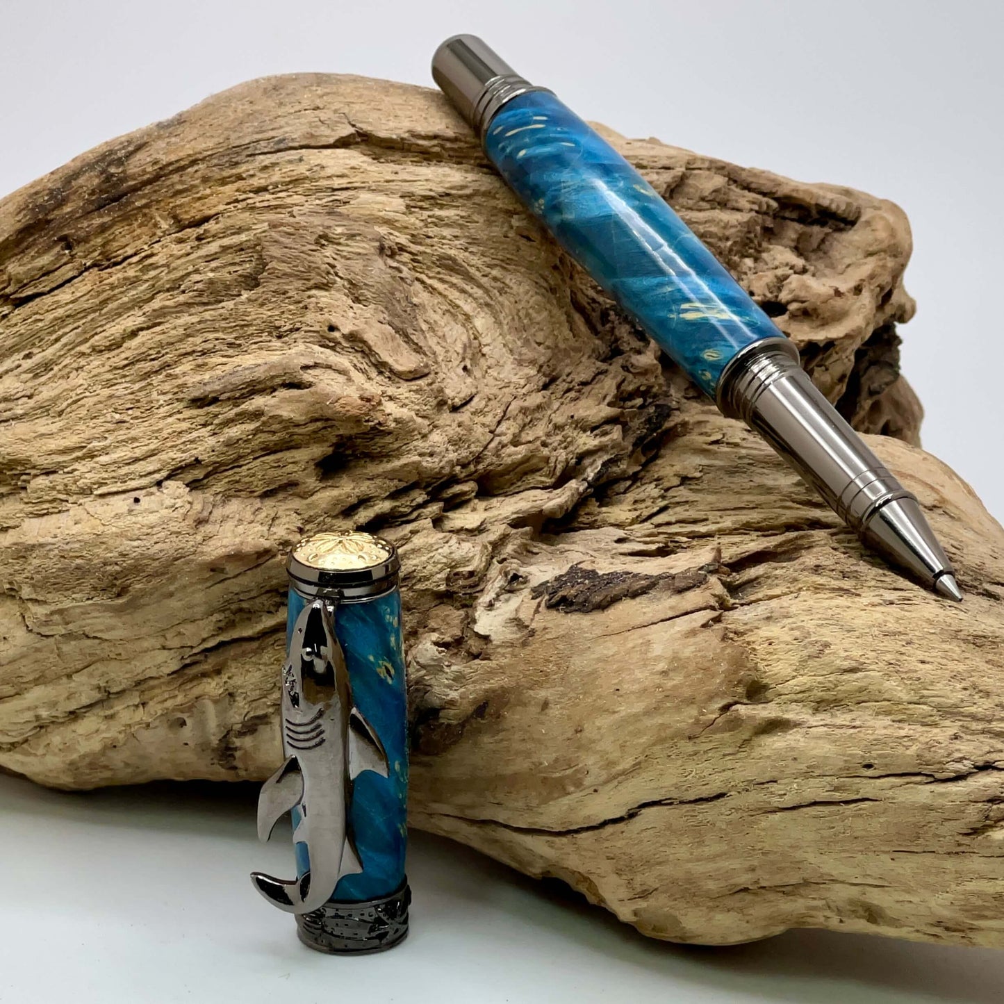 Shark Rollerball Pen Blue and Gunmetal