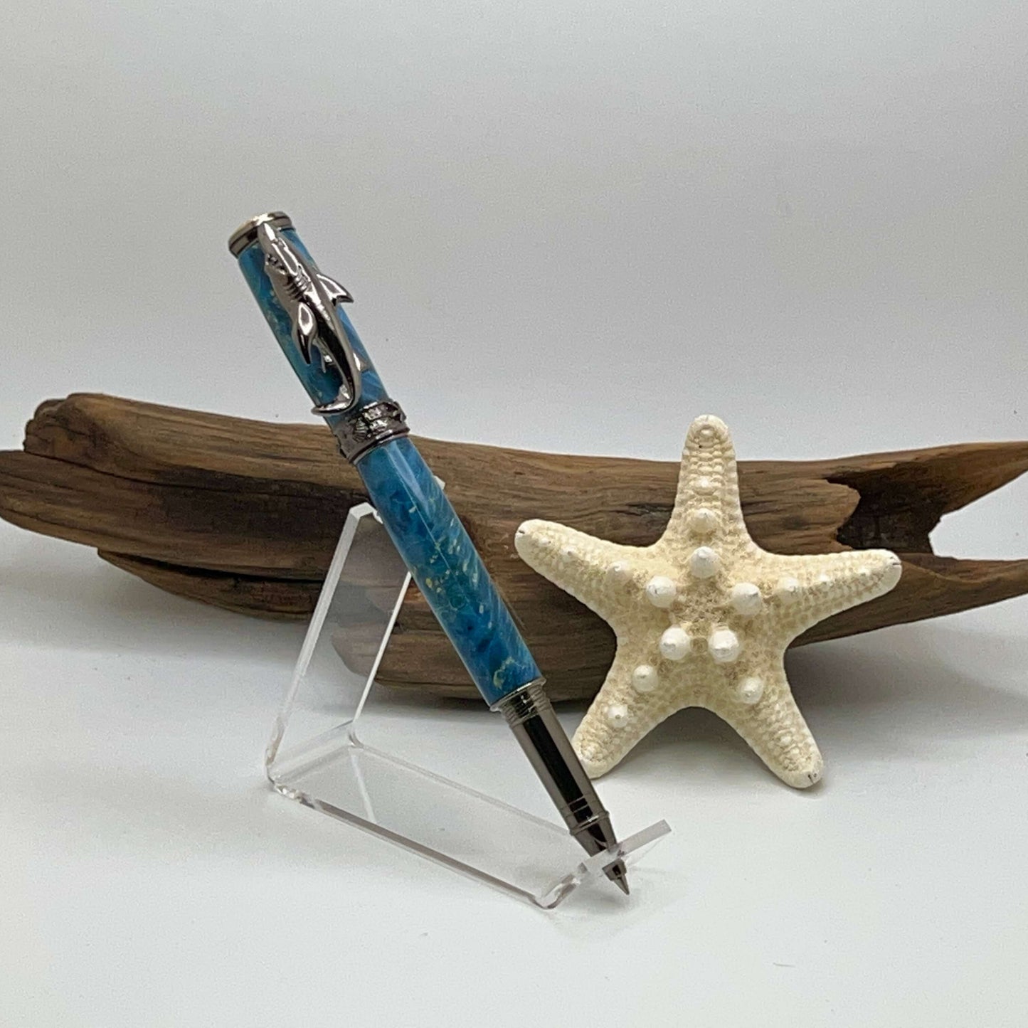 Shark Rollerball Pen Blue and Gunmetal