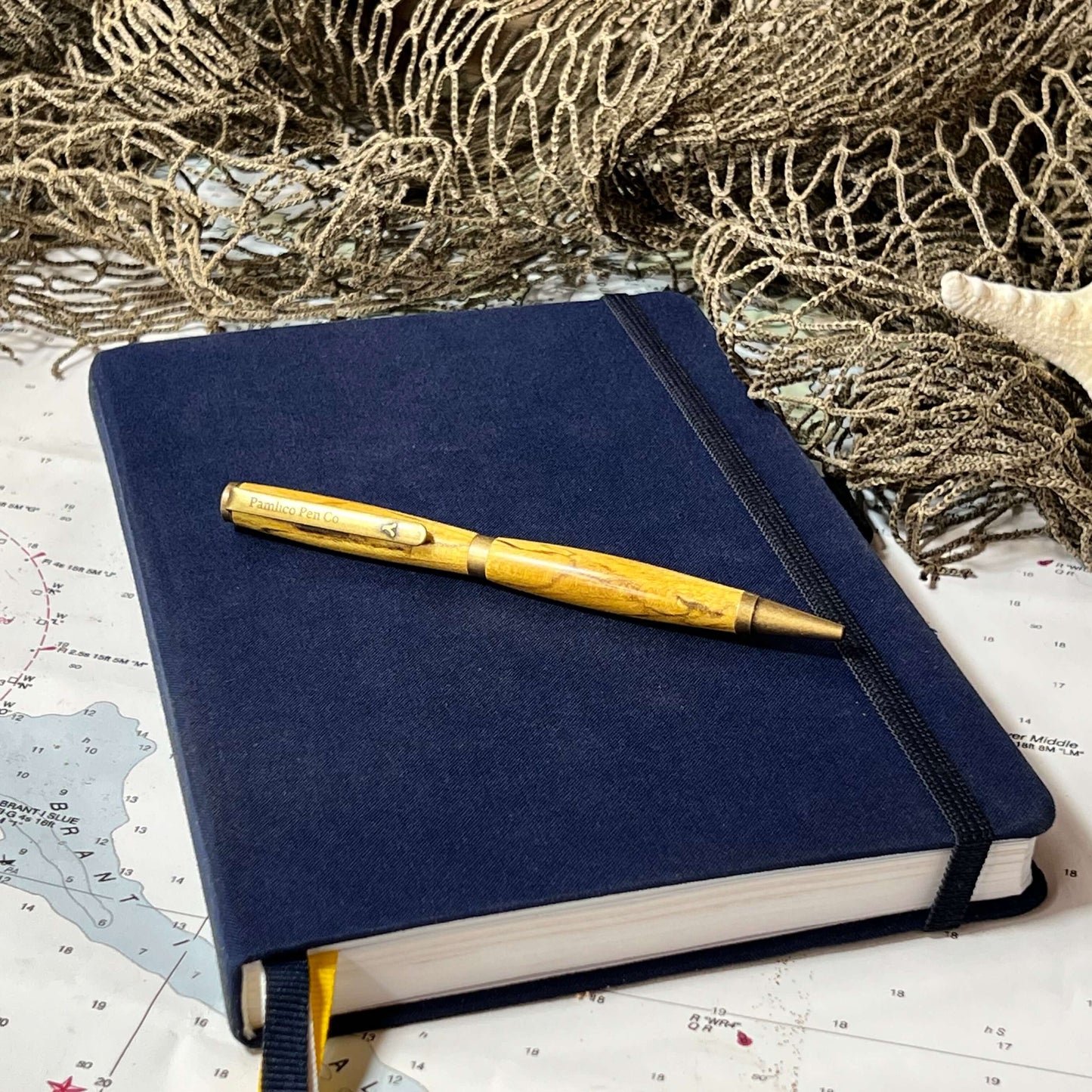 Vintage Looking Yellow With Antique Brass Ballpoint Pen