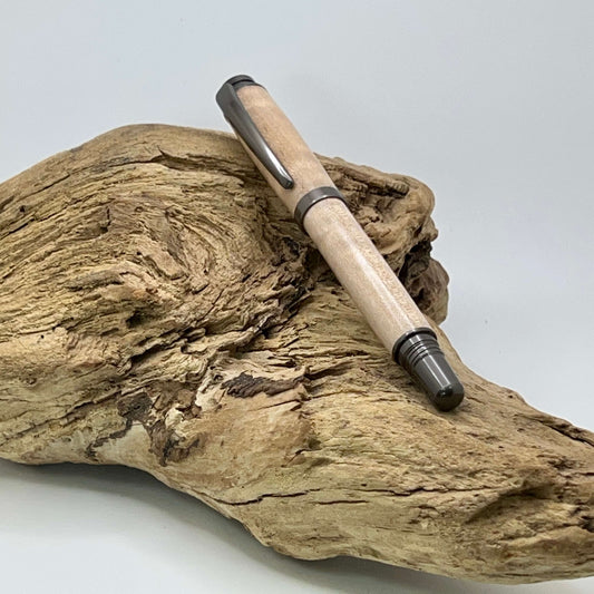 Handcrafted pen with maple and satin gunmetal hardware