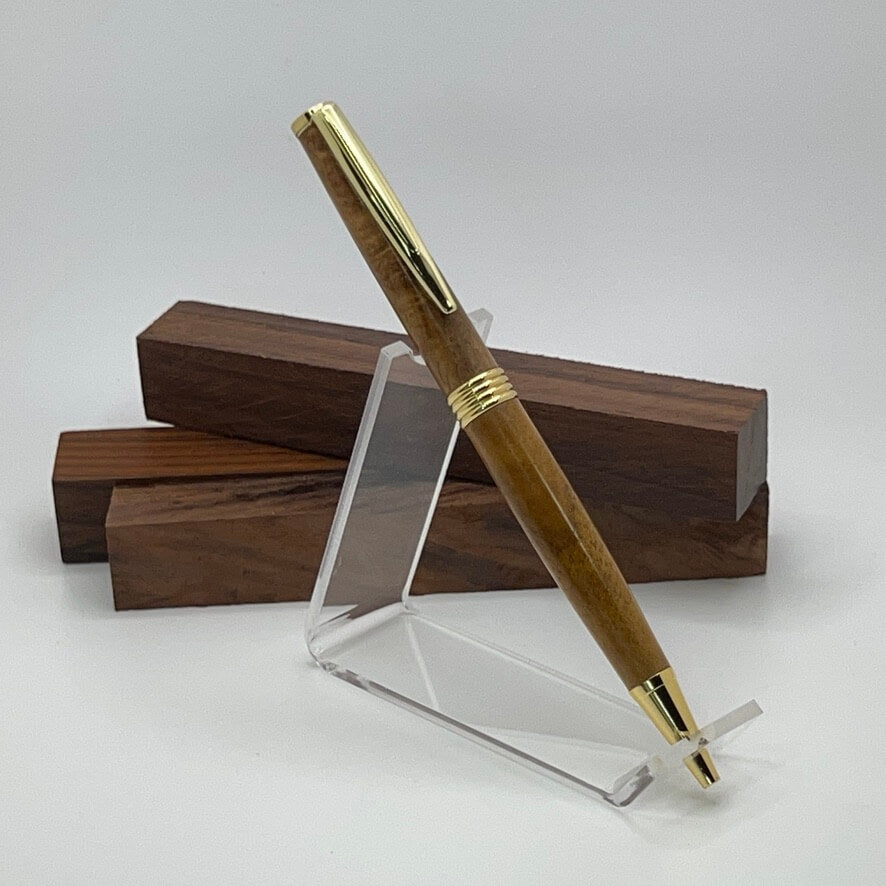 Handcrafted pen with Teak wood and Gold hardware 