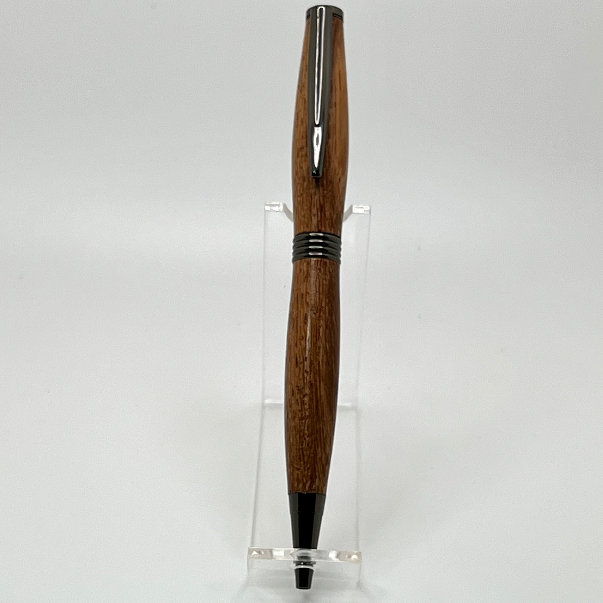 Handcrafted Angelim Pedra Wood pen with gunmetal hardware front view