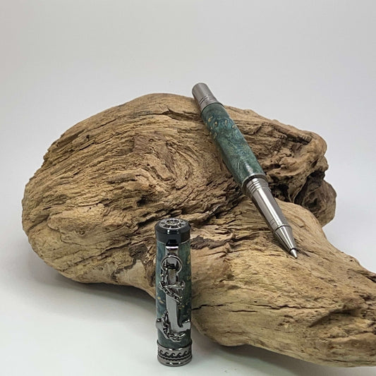 The Voyager Rollerball Pen Dyed Blue Amboyna Burl Pens
