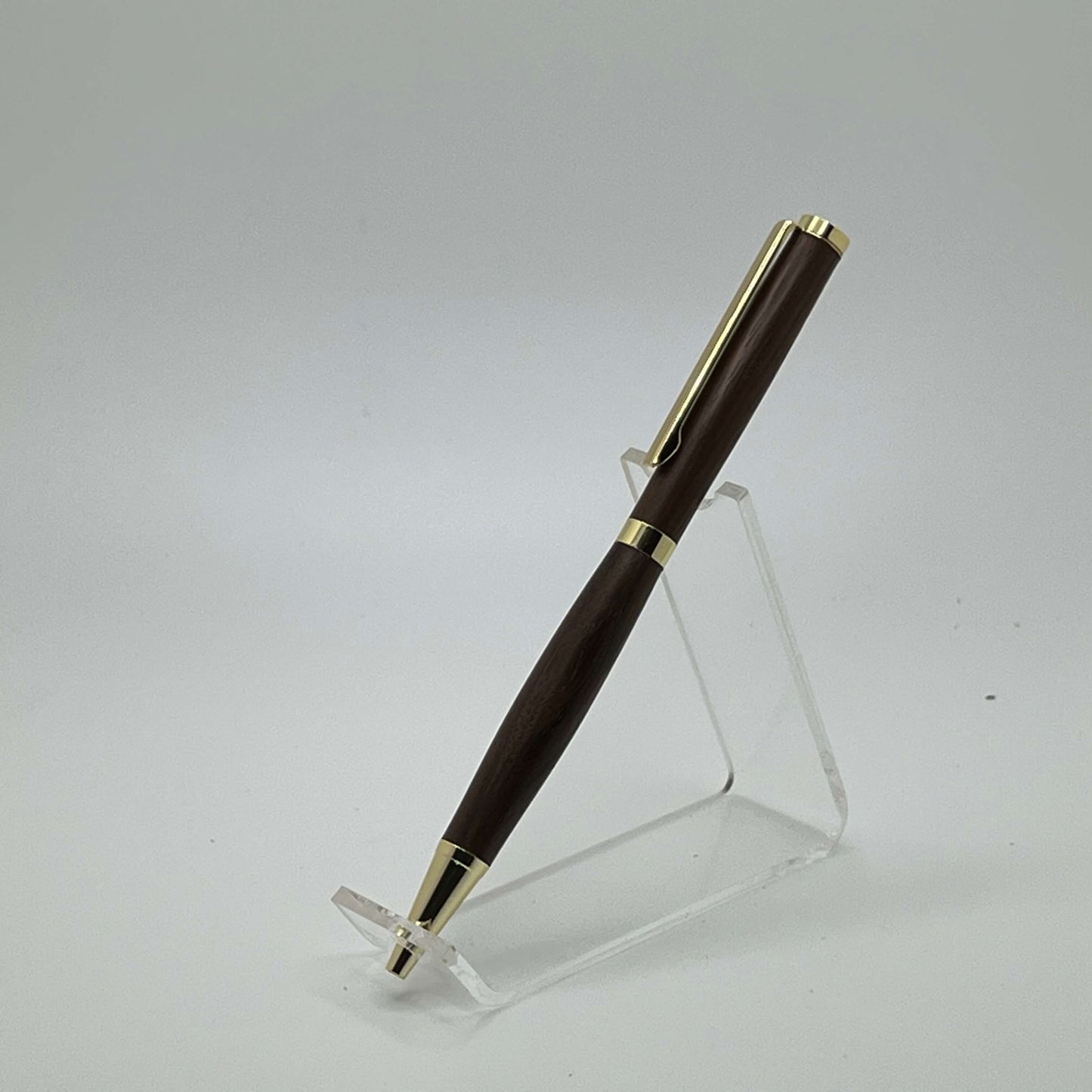 24kt gold clad slimline pen with walnut wood left side