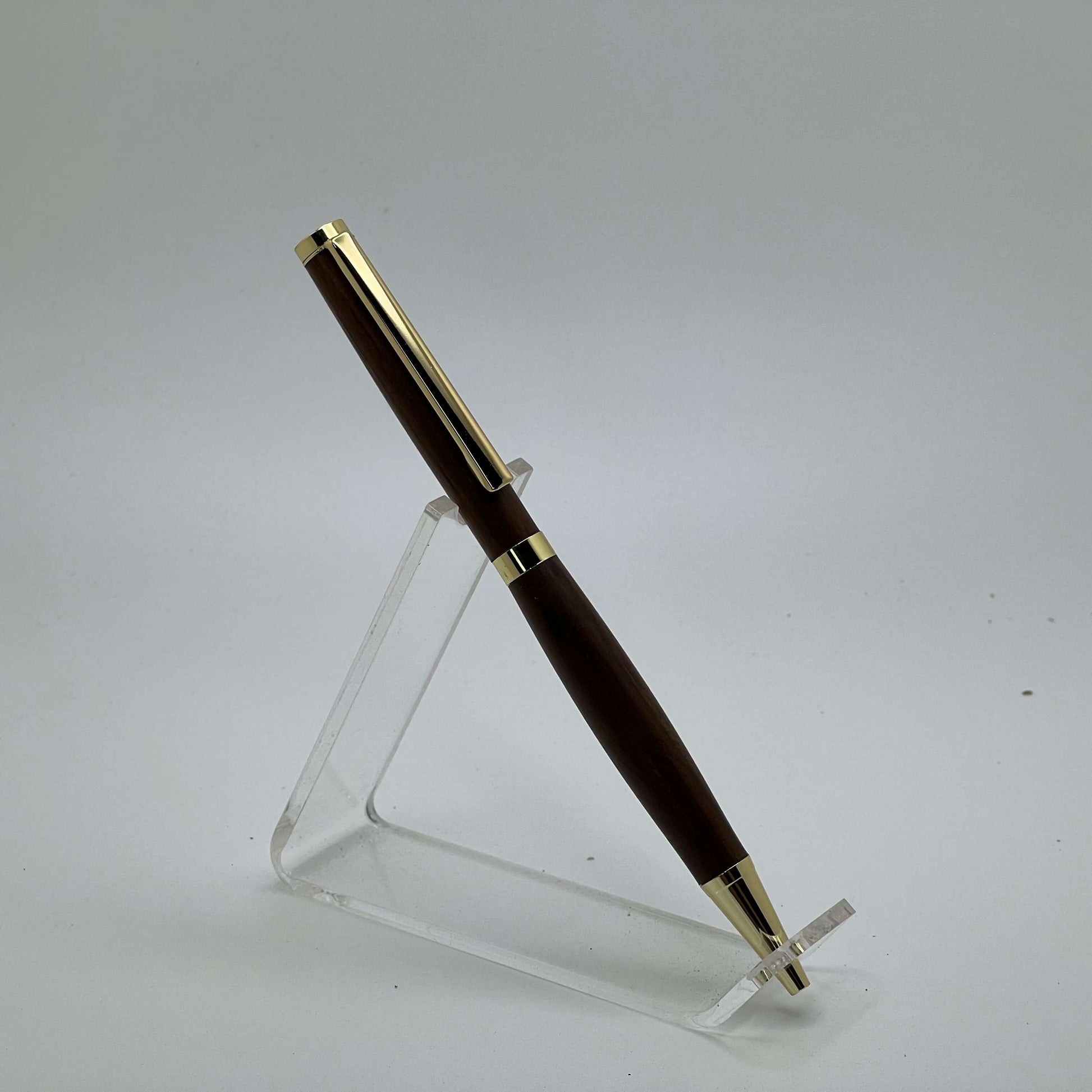 24kt gold clad slimline pen with walnut wood right side